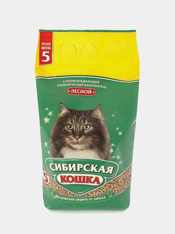 Наполнитель Сибирская кошка  5л Лесной древесный для кошек