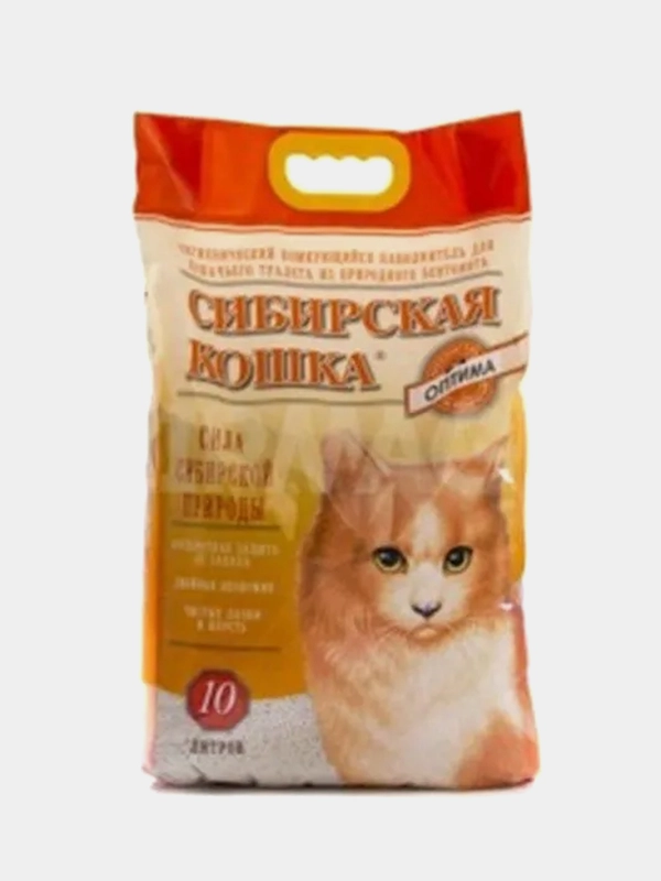 Наполнитель Сибирская кошка 10л Оптима комкующийся для кошек