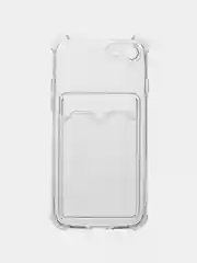Прозрачный чехол для iPhone 7, 8, SE 2020, с карманом для карт