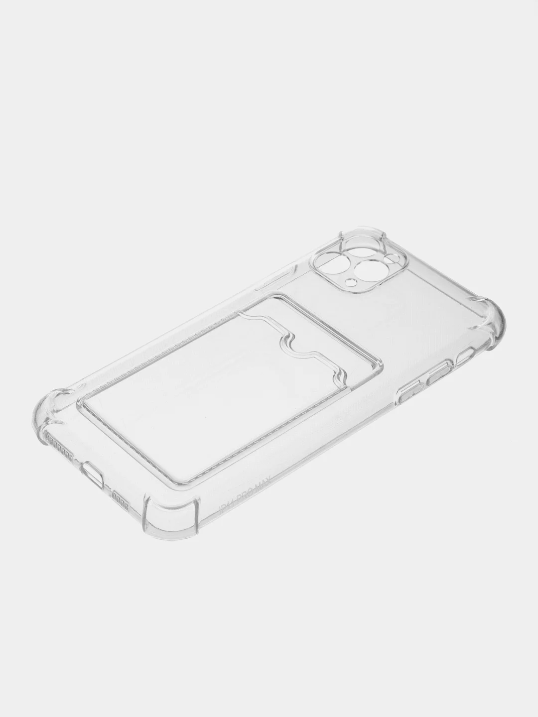 Прозрачный чехол для iPhone 11 Pro Max, с карманом для карт