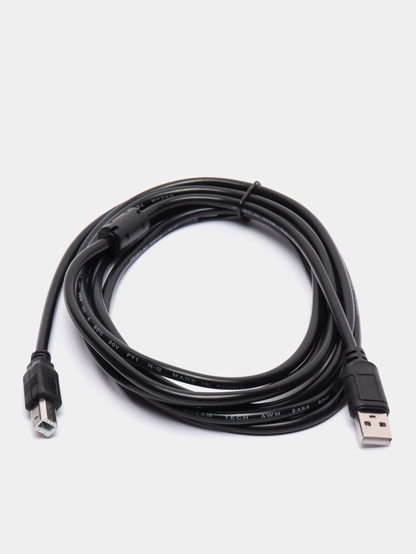 Кабель компьютерный USB 2.0 AM-BM для подключения сканера принтера МФУ к компьютеру черный