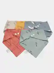 Зеленый слюнявчик детский, нагрудник хлопковый, на кнопке, 5 шт