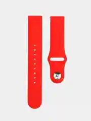 Алый силиконовый ремешок для Xiaomi Amazfit Bip, Huawei, Haylou, Samsung, 20 мм, с кнопкой