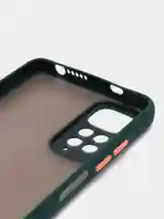 Тёмно-зелёный чехол пластиковый Xiaomi Redmi Note 11 4G, Redmi Note 11S, матовый, с цветными кнопками