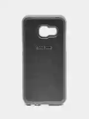 Серый чехол накладка с кожаной вставкой для Samsung Galaxy A3 (2017) / A320
