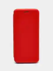 Красный кожанный чехол-книжка на Samsung Galaxy S9 Plus