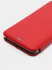 Красный кожанный чехол-книжка на Samsung Galaxy S9 Plus