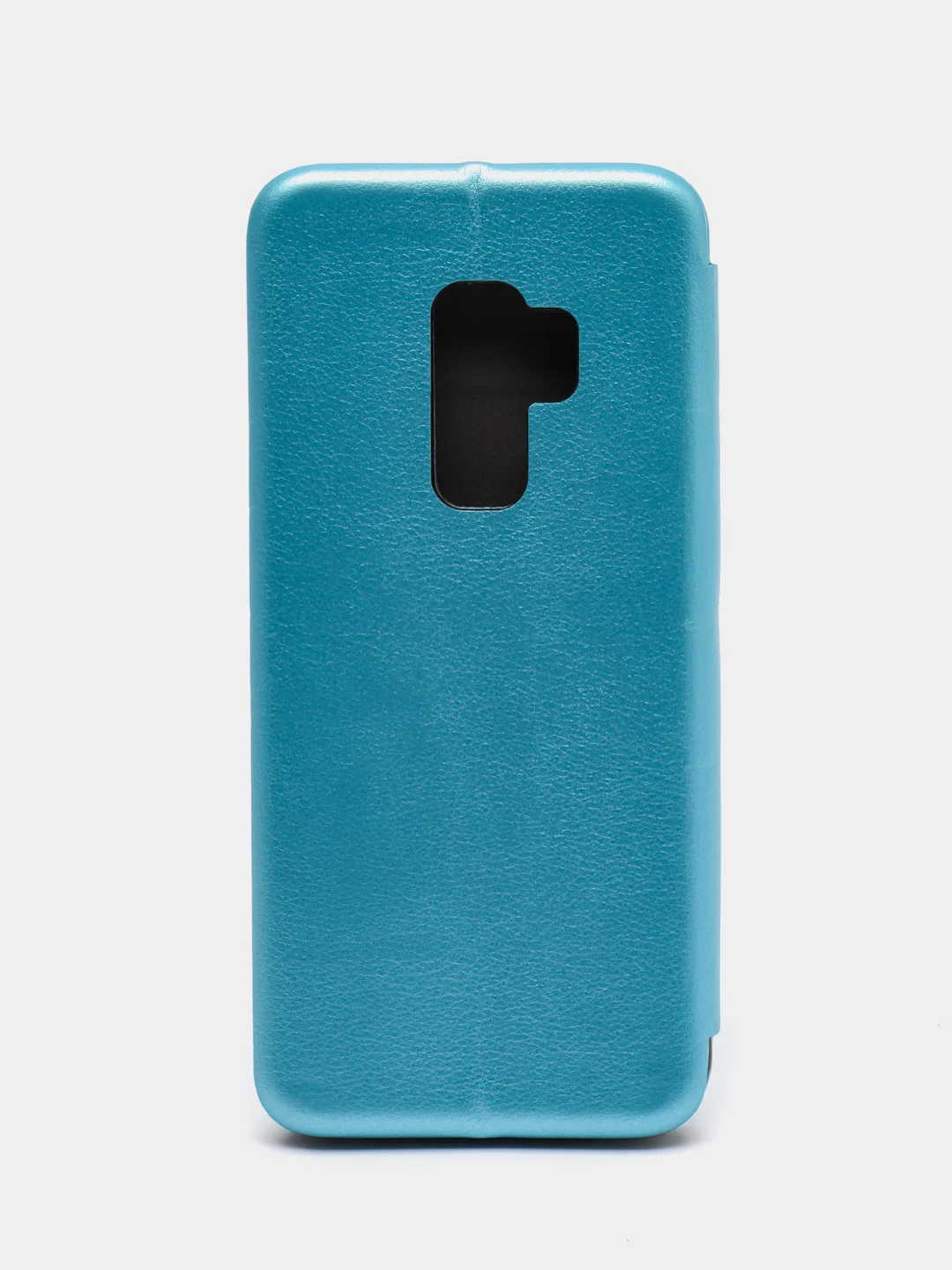 Голубой кожанный чехол-книжка на Samsung Galaxy S9 Plus