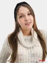 Черный повязка на голову вязаная шерстяная женская, ободок резинка