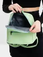 Мятный рюкзак женский кожаный, маленький, вместительный
