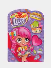 Фиолетовый леденец на палочке JohnyBee Sweet Lilly, с шипучей карамелью, 13 г