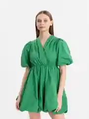 Платье летнее QP Store, с воздушной юбкой, зеленое