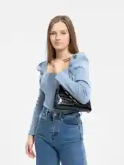 Черный сумка багет, женская, на плечо