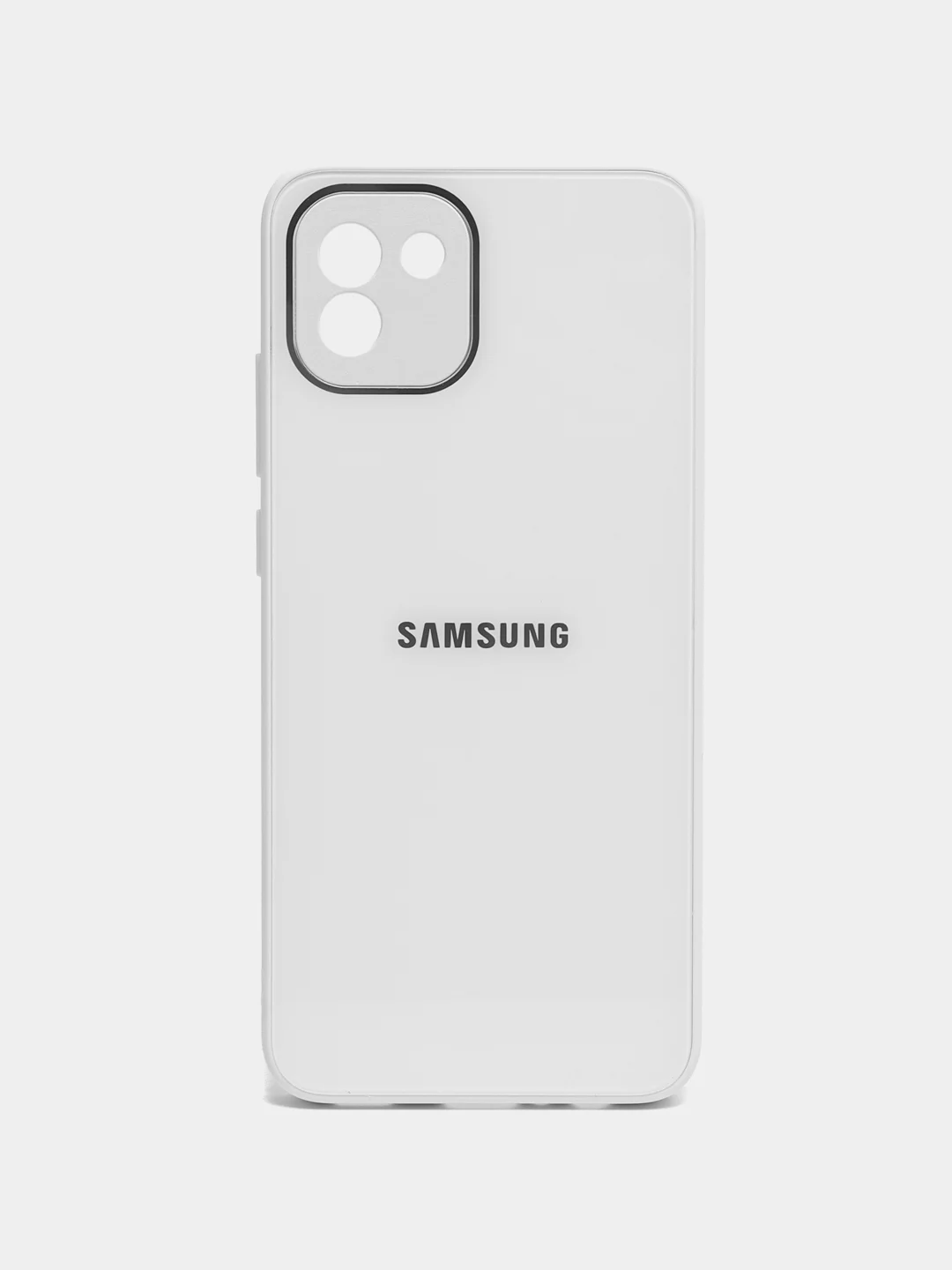 Белый чехол Samsung Galaxy A03 (Самсунг Галакси А03), пластиковый, глянцевый, под стекло