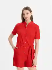 Красный комбинезон с шортами женский