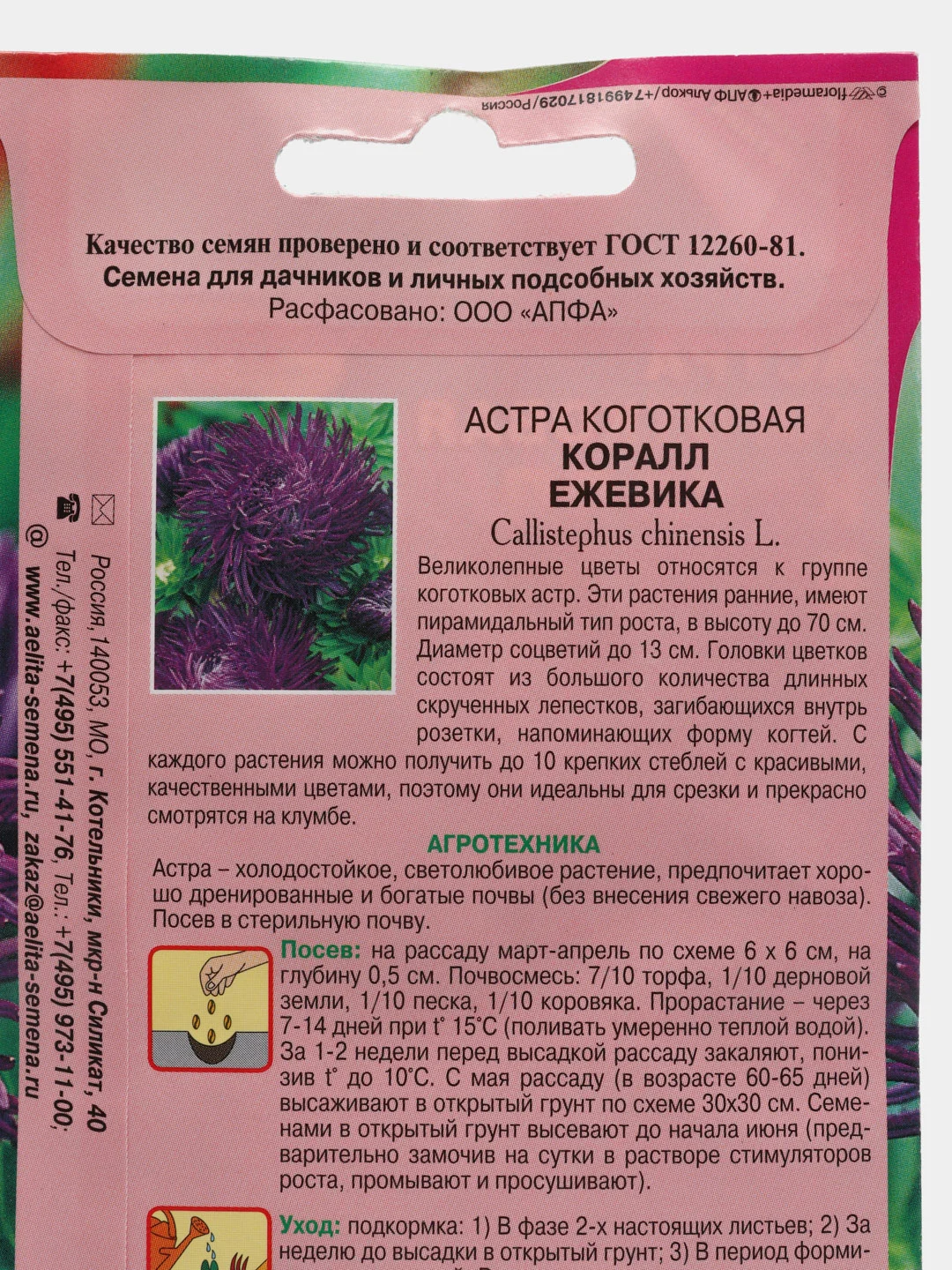 Семена Астра "Коралл ежевика"