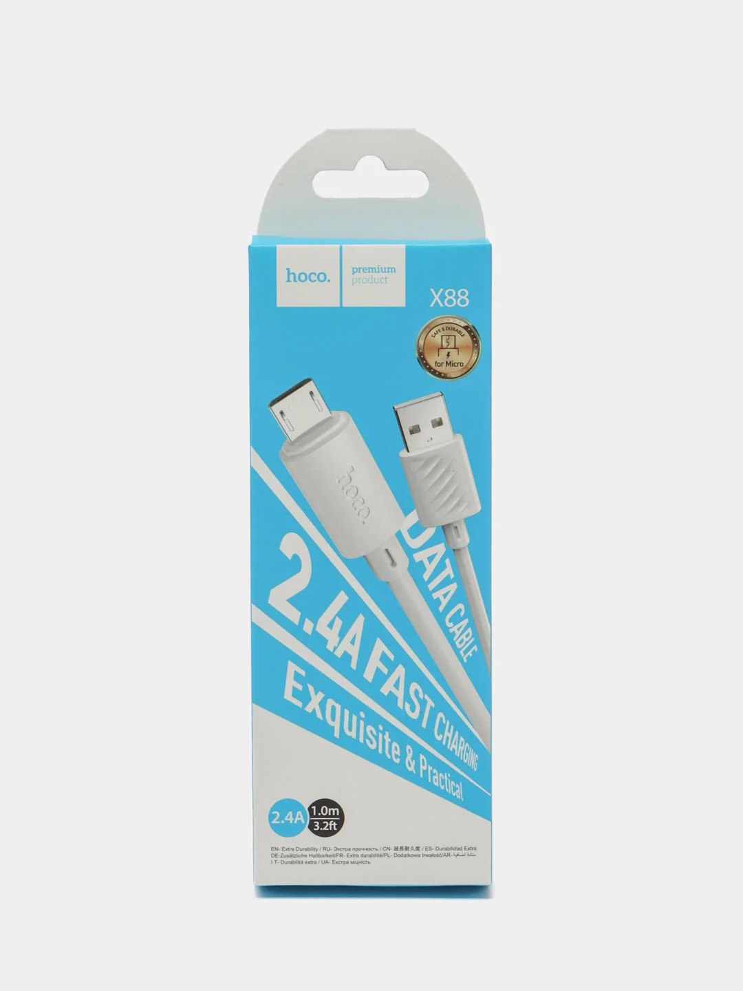 Белый кабель Hoco Micro-USB, Type-C, Lightning, 1 метр