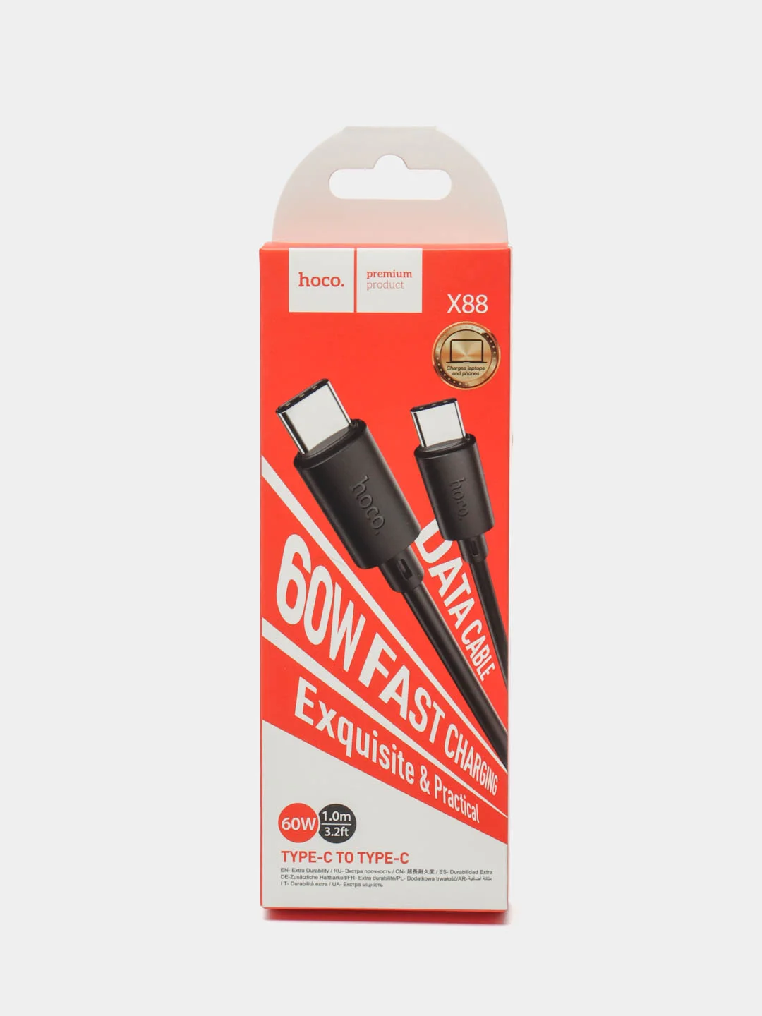 Черный кабель Hoco Micro-USB, Type-C, Lightning, 1 метр