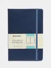 Блокнот BRAUBERG Metropolis Special, под кожу, A5, 80 листов, резинка, клетка, сапфировый