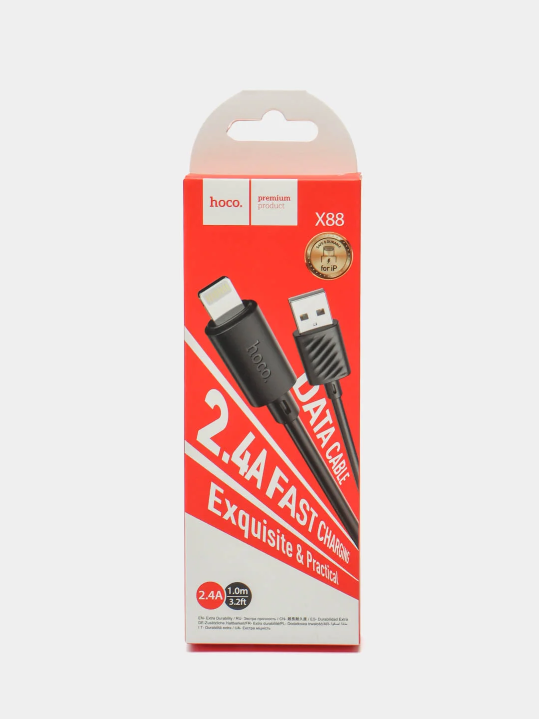 Черный кабель Hoco Micro-USB, Type-C, Lightning, 1 метр