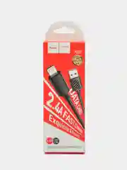 Черный кабель Hoco Micro-USB, Type-C, Lightning, 1 метр