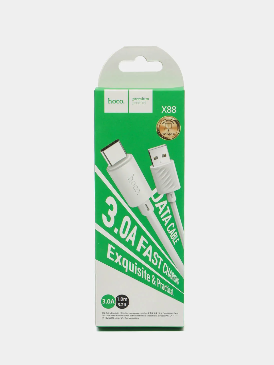 Белый кабель Hoco Micro-USB, Type-C, Lightning, 1 метр
