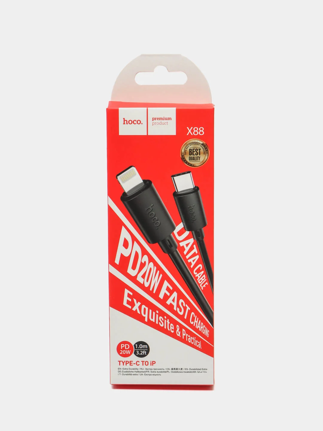 Черный кабель Hoco Micro-USB, Type-C, Lightning, 1 метр