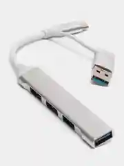 Серебряный usb hub концентратор универсальный usb 3.0 type-c 4 в 1