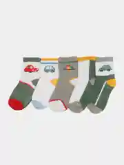 Зеленый носки детские хлопковые с рисунком / Набор 5 пар / Набор носков/ Детские носки