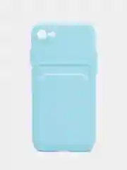 Голубой чехол для iPhone 12, 13, Pro Max, 7, 8, SE 2020 с карманом для карт защита камеры динамика