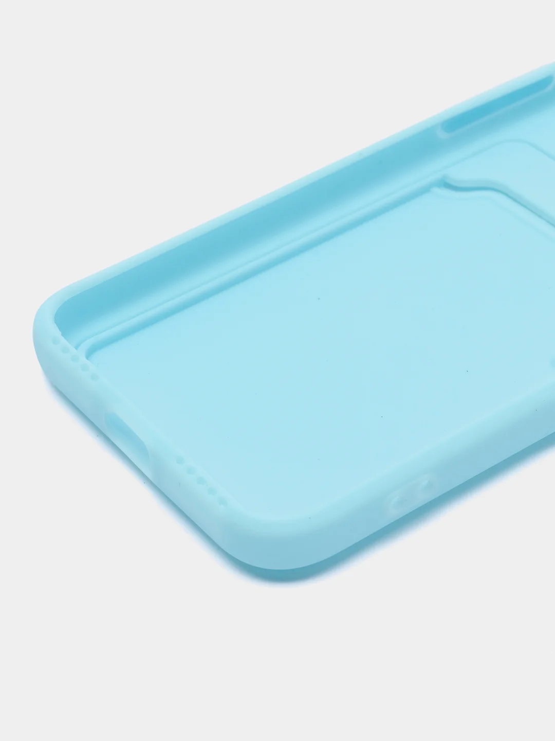 Голубой чехол для iPhone 12, 13, Pro Max, 7, 8, SE 2020 с карманом для карт защита камеры динамика