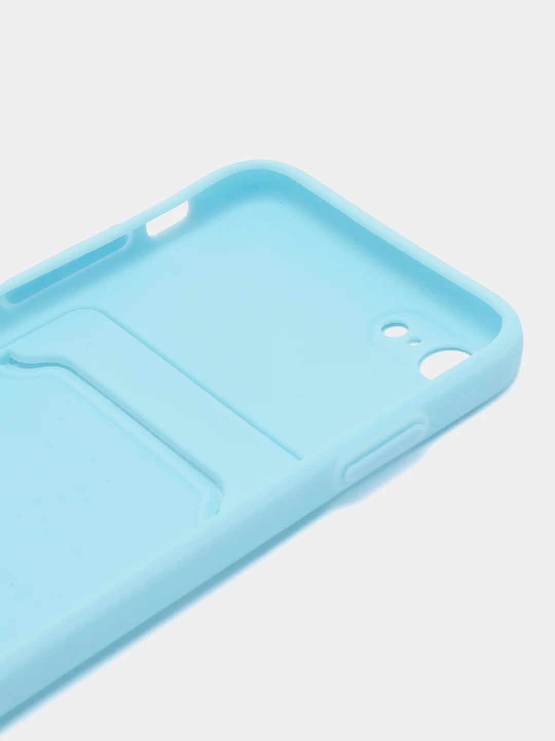 Голубой чехол для iPhone 12, 13, Pro Max, 7, 8, SE 2020 с карманом для карт защита камеры динамика
