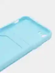 Голубой чехол для iPhone 12, 13, Pro Max, 7, 8, SE 2020 с карманом для карт защита камеры динамика