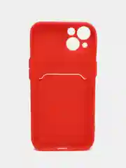 Красный чехол для iPhone 12, 13, Pro Max, 7, 8, SE 2020 с карманом для карт защита камеры динамика