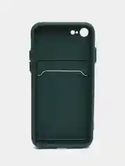 Зеленый чехол для iPhone 12, 13, Pro Max, 7, 8, SE 2020 с карманом для карт защита камеры динамика