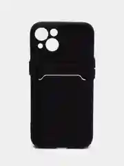 Черный чехол для iPhone 12, 13, Pro Max, 7, 8, SE 2020 с карманом для карт защита камеры динамика