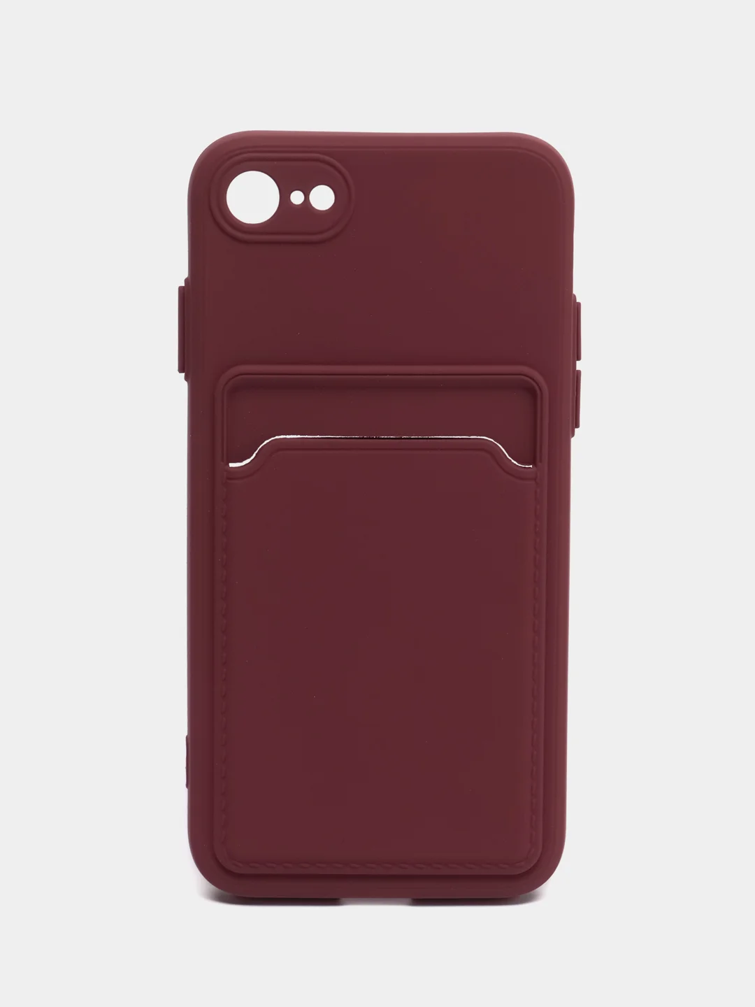 Бордовый чехол для iPhone 12, 13, Pro Max, 7, 8, SE 2020 с карманом для карт защита камеры динамика
