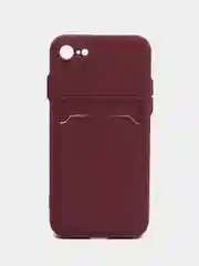 Бордовый чехол для iPhone 12, 13, Pro Max, 7, 8, SE 2020 с карманом для карт защита камеры динамика