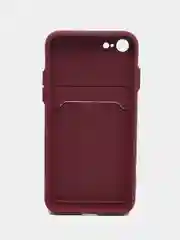 Бордовый чехол для iPhone 12, 13, Pro Max, 7, 8, SE 2020 с карманом для карт защита камеры динамика
