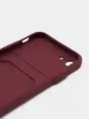Бордовый чехол для iPhone 12, 13, Pro Max, 7, 8, SE 2020 с карманом для карт защита камеры динамика