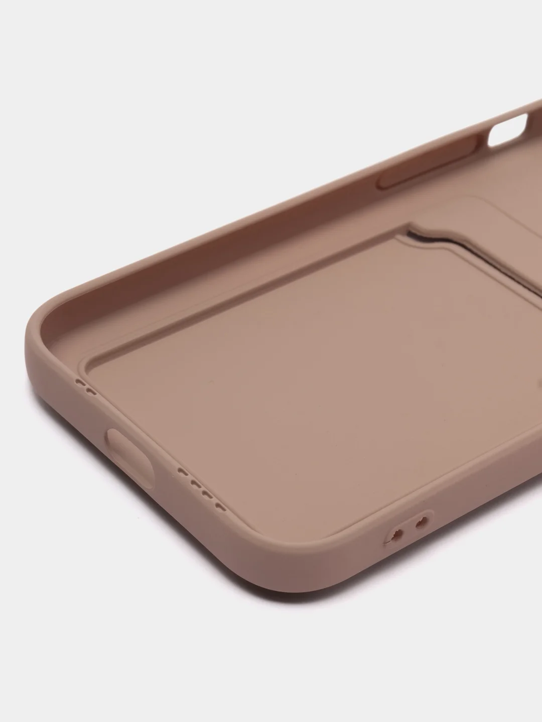 Бежевый чехол для iPhone 12, 13, Pro Max, 7, 8, SE 2020 с карманом для карт защита камеры динамика