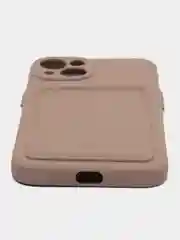 Бежевый чехол для iPhone 12, 13, Pro Max, 7, 8, SE 2020 с карманом для карт защита камеры динамика
