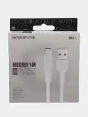 Белый кабель для зарядки Borofon BX1 Micro 2A, Type-C 3A