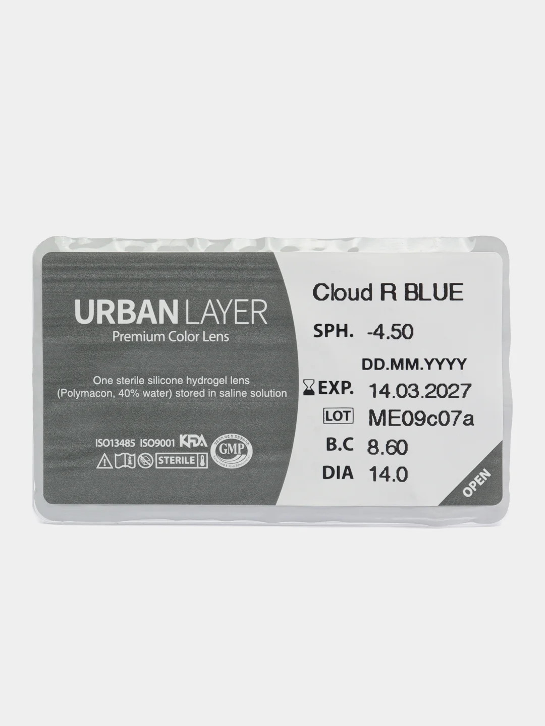 Цветные линзы голубые для зрения с диоптриями с окантовкой Cloud R Blue