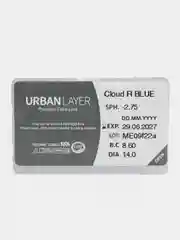Цветные линзы голубые для зрения с диоптриями с окантовкой Cloud R Blue