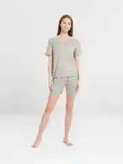Зеленый пижама женская с шортами и футболкой
