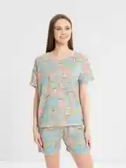 Зеленый пижама женская с шортами и футболкой