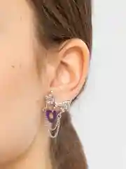 Серебряный серьги "Бантики", с подвеской-сердцем