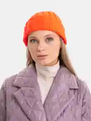 Оранжевый шапка бини QP Store, вязаная, демисезонная