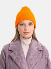 Оранжевый шапка вязанная, с отворотом